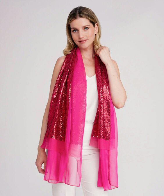 Pia Rossini Chrystal - Embellished Occasion Scarf - Hot Pink
