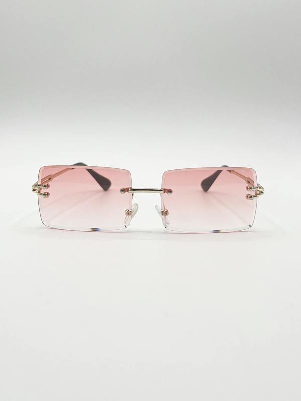Frameless Square Sunglasses in Pink - svnx