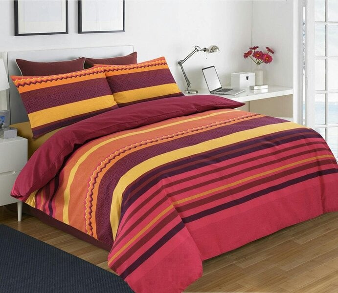 Night Zone Benjamin Stripes Polycotton Duvet Cover Set – Soft Easy Care Striped Bedding