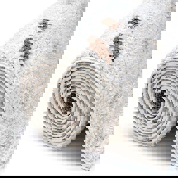 Moodi Shaggy Cream/Brown Rug, Dots design, Underfloor heating | THE RUGS