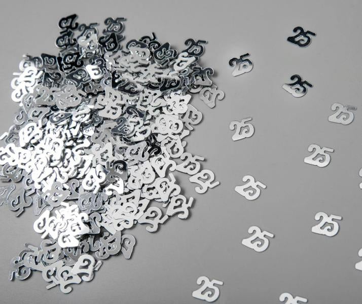 25th Birthday Silver Metallic Confetti Pack, 1 Pack x 14 g for Table Decoration image 3