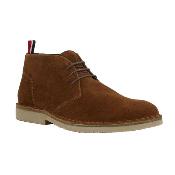 Dune London Mens Suede Contrast Sole Desert Boots - Tan - 
