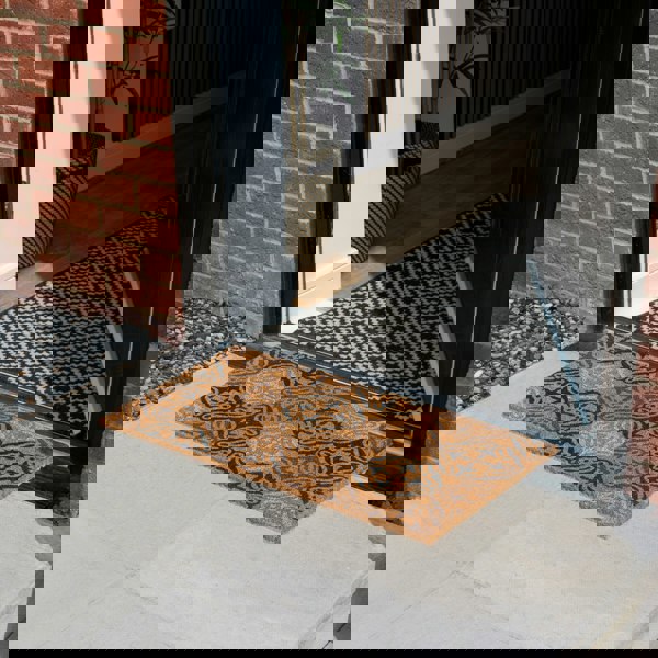 JVL Eco-Friendly Latex Backed Coir Entrance Doormat, 45x75cm - Tiles