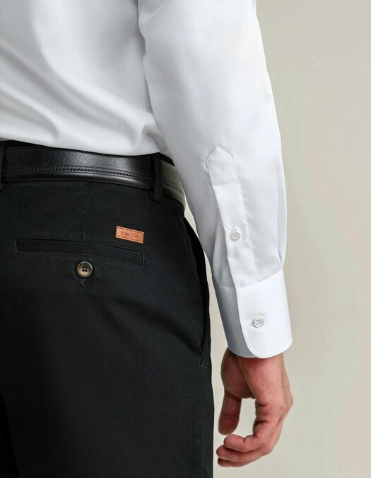 Men's White Easy Care Satin Shirt