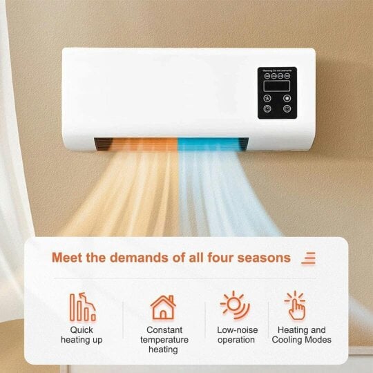 Havendro Wall Mounted Heater Fan Combo Electric Cooling Heating w/Remote Timer