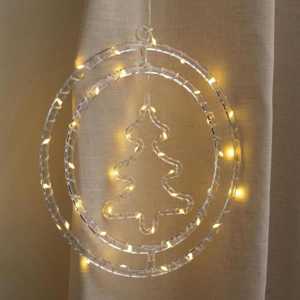 Samuel Alexander 33cm Light up Hanging Christmas Tree Ring with Warm White LEDs