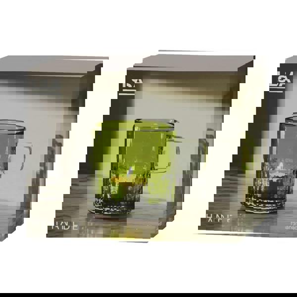 LSA Glass Tealight Holder with Handle 9cm Olive