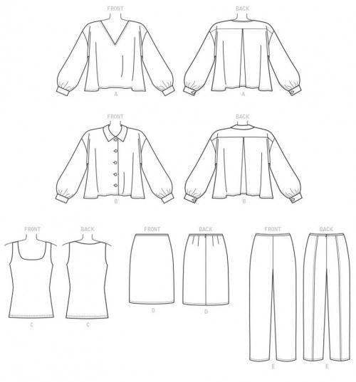 Vogue Sewing Pattern 9286, Tops, Skirts, Trousers for Women, Y (XSM-SML-MED) - Easy