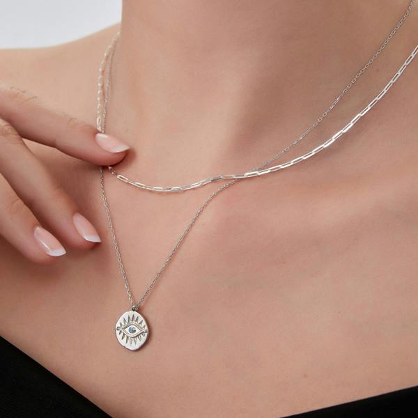 Spero London Paperclip Link Chain Sterling Silver Necklace Layering Set