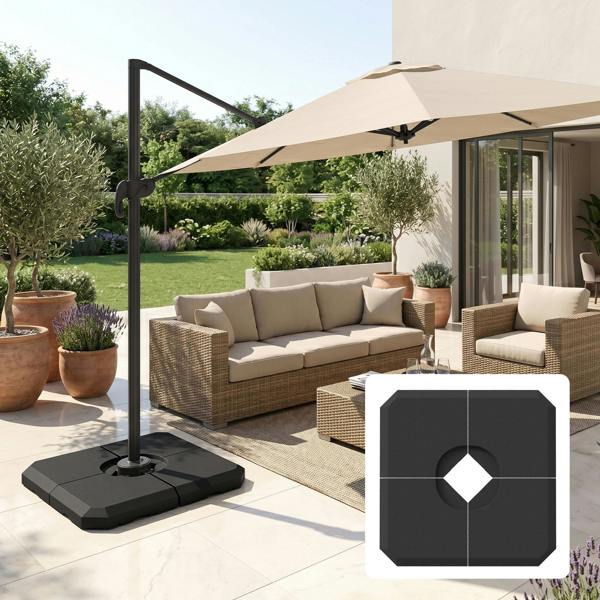 Outsunny Set of 4 Parasol Base Stand Weights for Cantilever Umbrella Up to 120kg