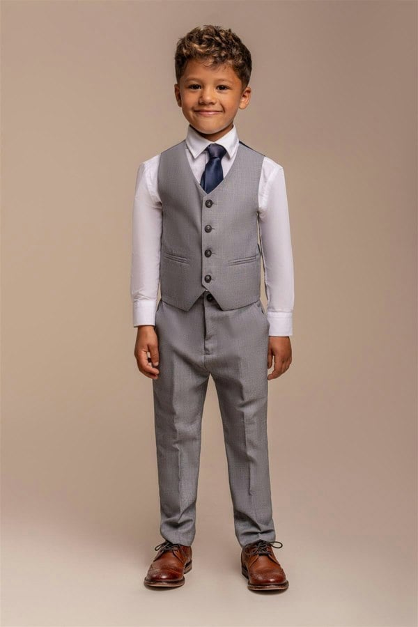 Boys Reegan Grey Waistcoat With Trouser  Front