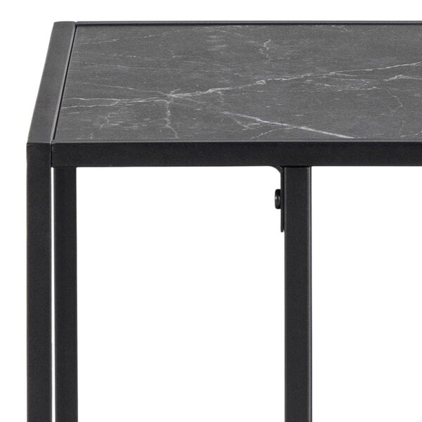 Wyld Haus Holbaeck Black Marble Effect Side Sofa Table