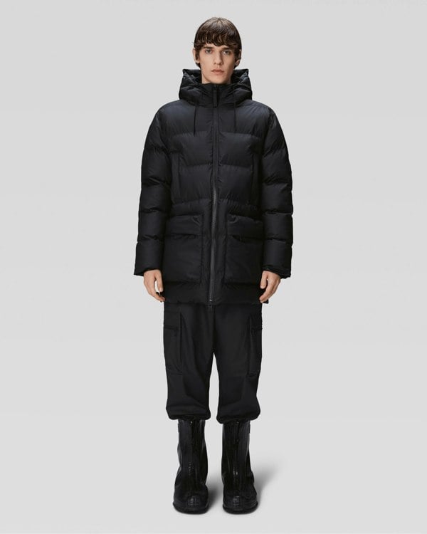 Rains Alta Long Puffer Cargo Jacket - 01 Black