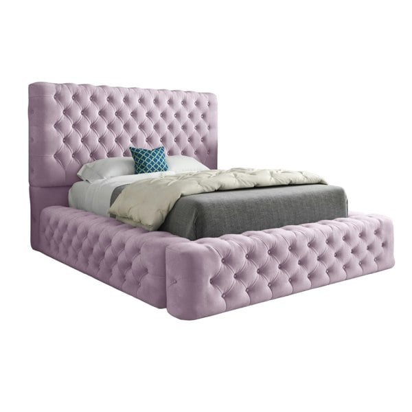 Casa Magna Grand Milan Pleated Upholstery Bed Frame - Pink