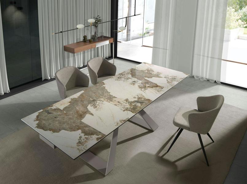 Angel Cerdá Rectangular Walnut and Chromed Steel Console Table 3111