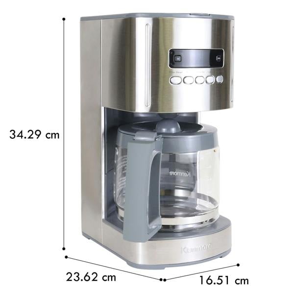 Kenmore 12-Cup Filter Coffee Machine 1.8L Programmable Timer Drip Coffee Maker Silver