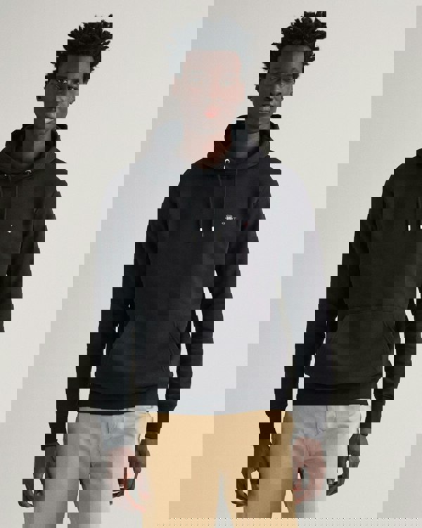 GANT Mens Regular Fit Shield Logo Pullover Hoodie - 5 Black