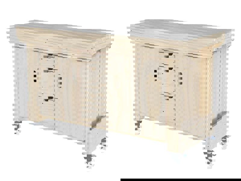 Acorn Heavy-Duty Cupboard Workbench (V.5) – Sturdy Wooden Workbench with Two Cupboards, One on Each side, Multiple Large Drawers, and Optional Back Panel or Pegboard, Ideal for Garages, Workshops, and Sheds