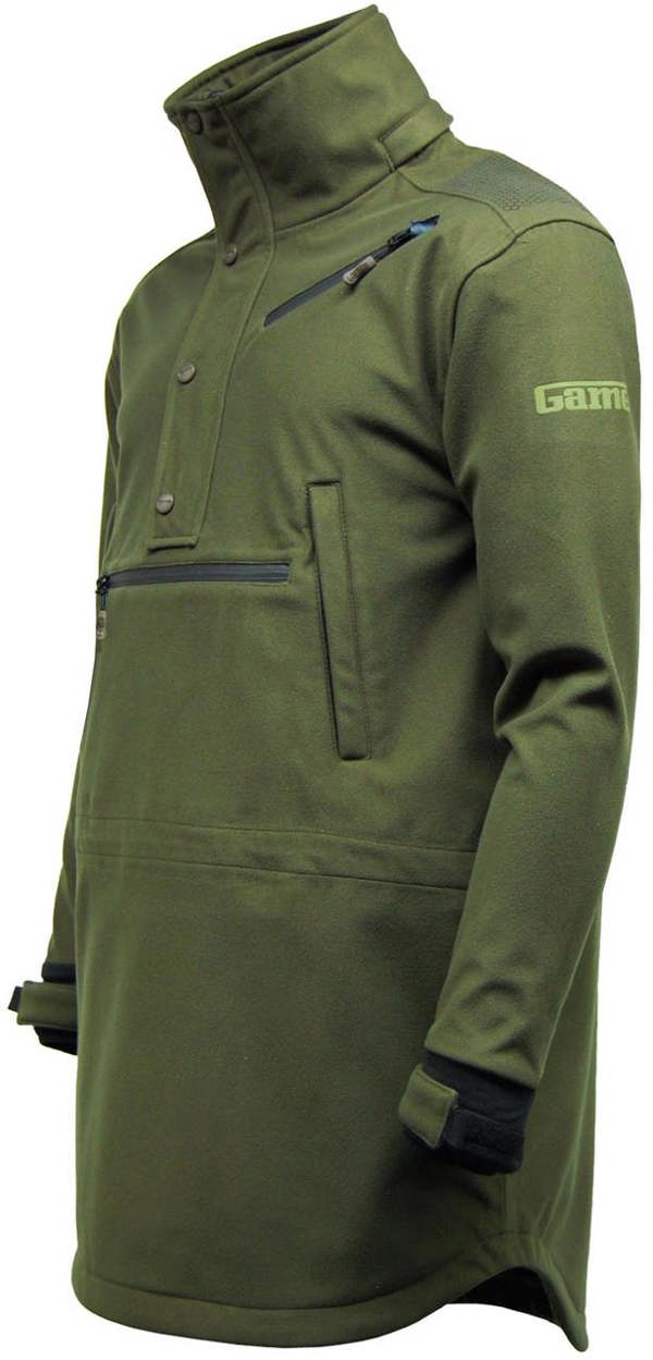 Side view of Green Game Stalking Smock a waterproof smock for shooting