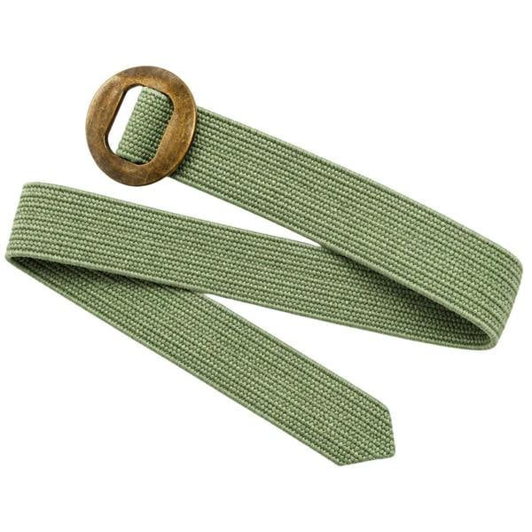 Solis Accessories Chunky Rattan Stretch Belt with Wooden Buckle