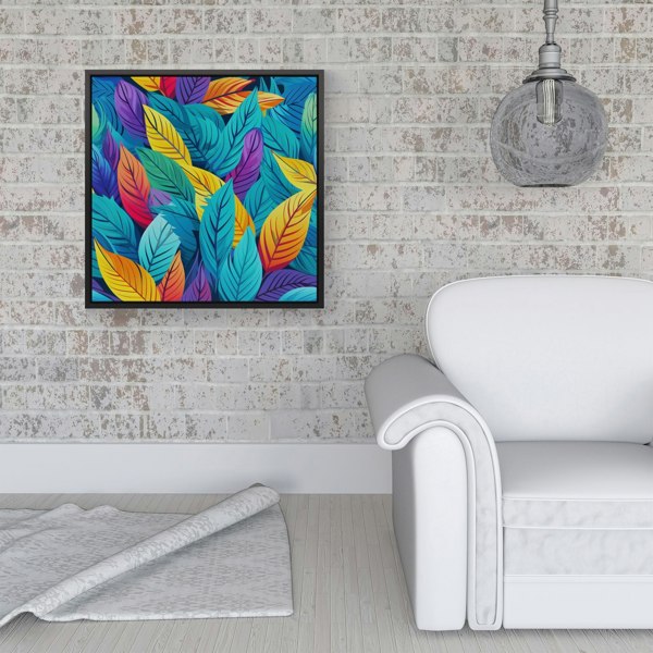 Warren Reed Bright Colourful Leaves Framed Canvas