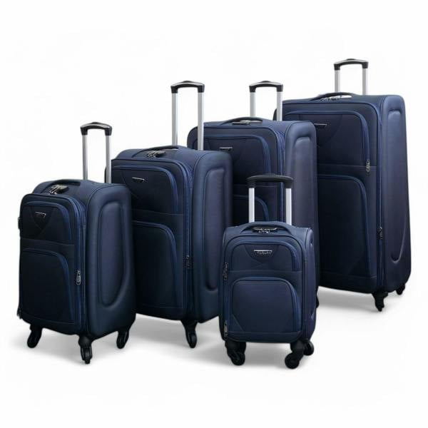 Infinity Luggage Soft Shell Lightweight Nylon Suitcase Set 4 Wheel Travel Case Holiday Bags