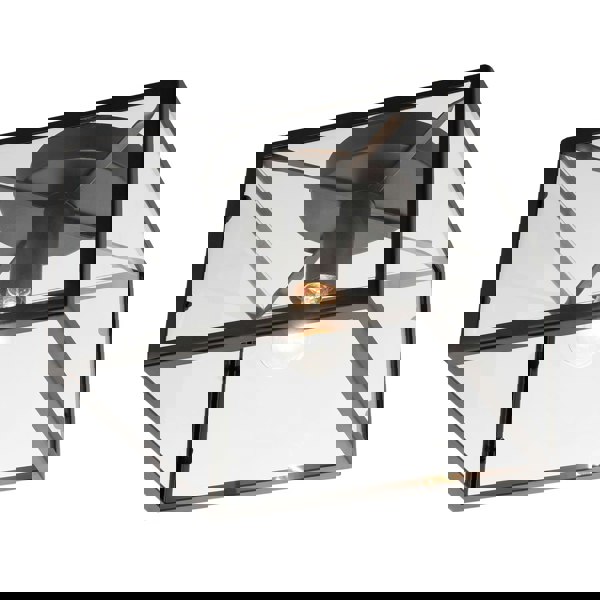 Industrial Square Box Matte Black Ceiling Light with Clear Glass Sides Image 3