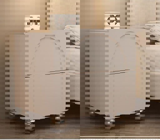 Niomi Bedside Table, Cream-Weilai Concept-Light Grey-Weilai Concept