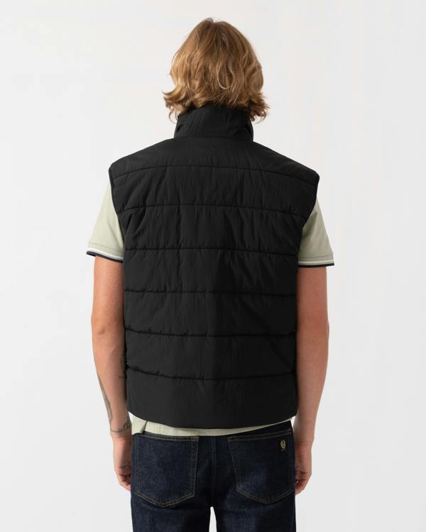 Back of the gilet in the BOSS Orange Ojens 3-in-1 Bomber Jacket - Black 001