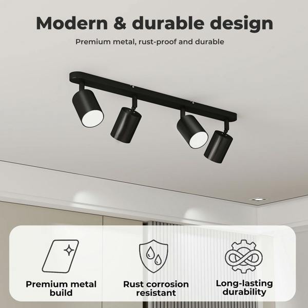 EMITTO Ceiling Spotlight Adjustable Kitchen Bar Spot Light LED GU10 No Bulbs