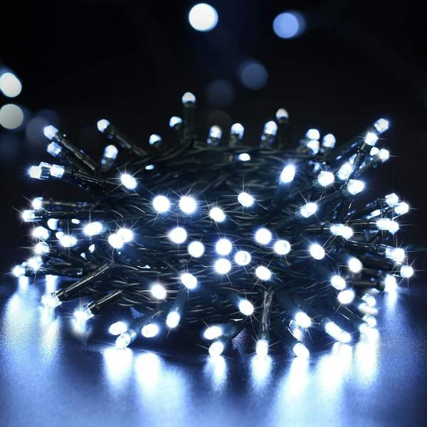 Battery Operated Cool White Outdoor String Lights, 50 to 200 LED, IP44 Waterproof with 8 Functions and Timer image 1