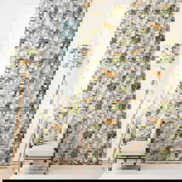 Earth toned dinosaur children's bedroom and nursery decor, green and orange