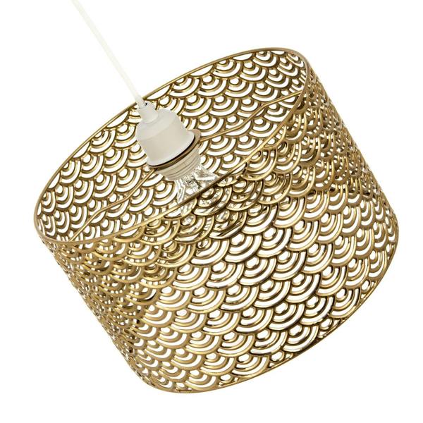 Art Deco Styled Pendant Ceiling Light Shade in Polished Gold Plated Image 4