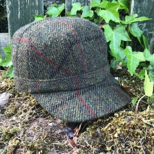 Heather Hats & Accessories Harris Tweed Traditional Cadet Cap, Satin Lining, Outdoor Wear, Rowan Olive