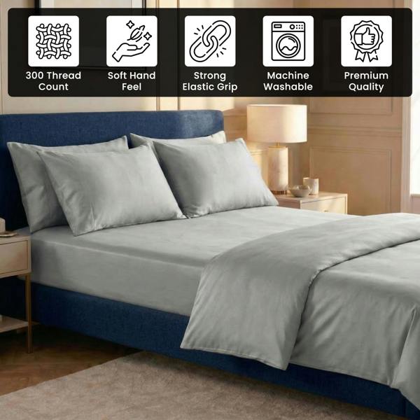Smart Living T300 Fitted Sheet Or Pillowcases - Silver