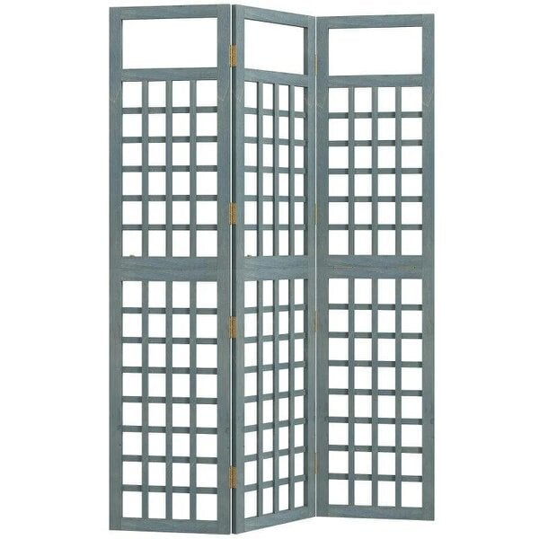 3-Panel Garden Privacy Screen, Freestanding Foldable Wooden Outdoor Divider/Trellis, Decorative Privacy Screen, Grey