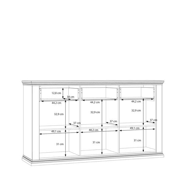 Furniture To Go Pontypool 3 Drawer & 3 Door Sideboard in Grey and Mauvella Oak