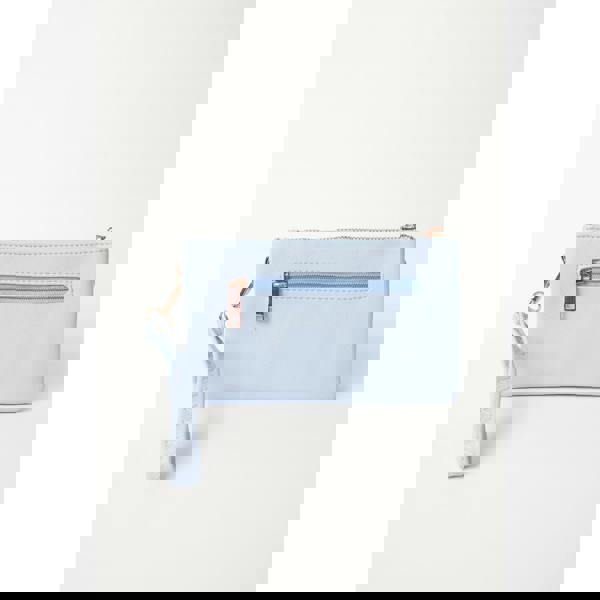 Blue Vanilla Detailed Zip Up Purse With Detachable Strap