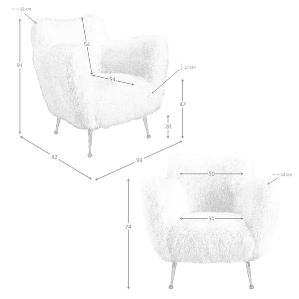 Angel Cerdá White long pile fabric armchair 5191