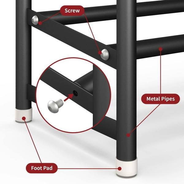 Dyzi 4 Tier Metal Shoe Rack Freestanding Footwear Storage Organiser