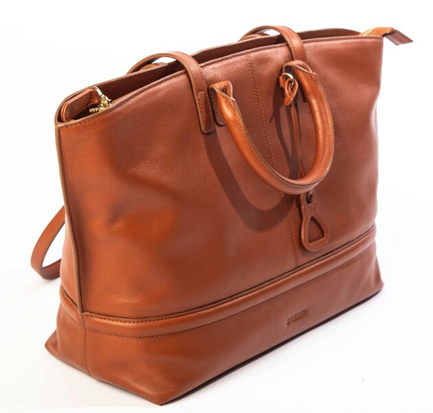 SADDLER Victoria Oversize East West Tote Bag for Women - handmade by Saddler - Tan