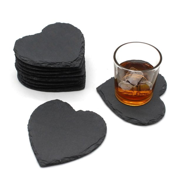 slate coasters heart 11cm bulk wholesale