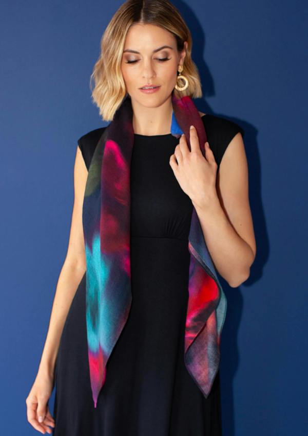 Alie Street London Leoni Silk Wool Scarf (Moonlit Florals)