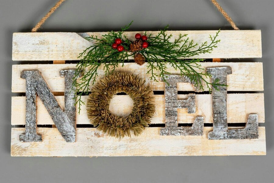 Shatchi 20x40cm Wooden NOEL Letters Sign for Christmas Wall, Door or Mantel Display