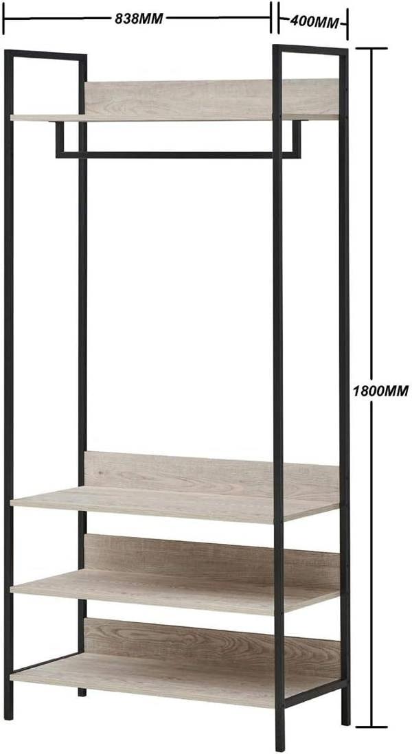Timber Art Design Zahra Bedroom Double Open Wardrobe 4 Shelves Furniture Storage Cupboard
