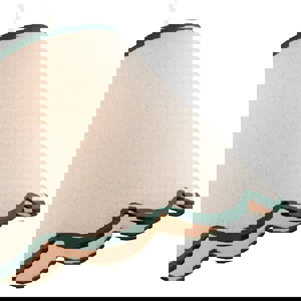 Scallop Edge Natural Textured Linen Coolie Lamp Shade with Green Trims Image 4