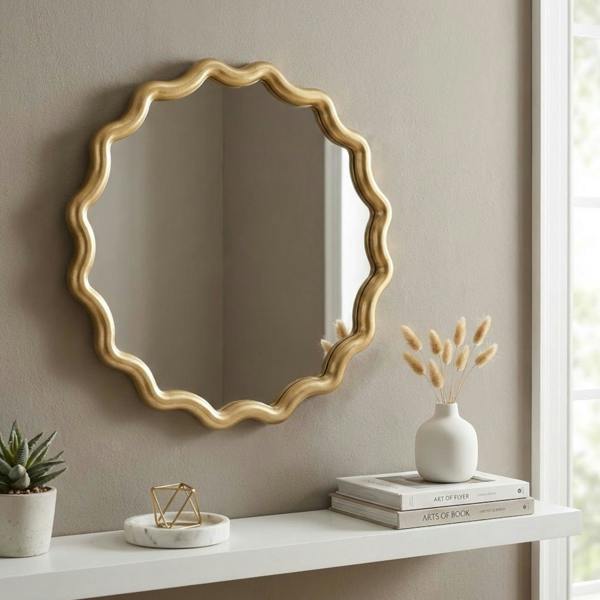 Garden Greatness Relica Gold Wave Framed Wall Mirror