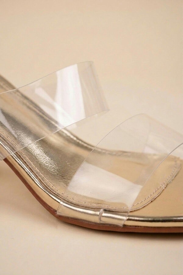 ikrush Genevieve Clear Strap Low Block Heel Mules