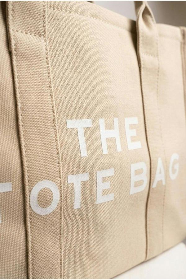 Chloe Womens Canvas Slogan Tote Bag - Beige