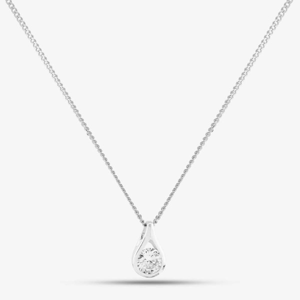 T. H. Baker Silver Clear Tear Drop Pendant GK-P146C